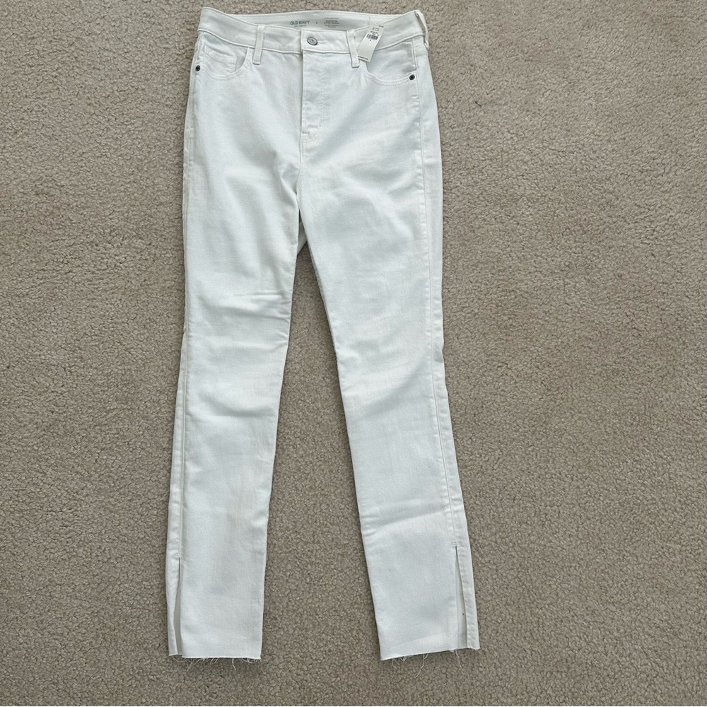 Old Navy White Ankle Slit Skinny Jeans
